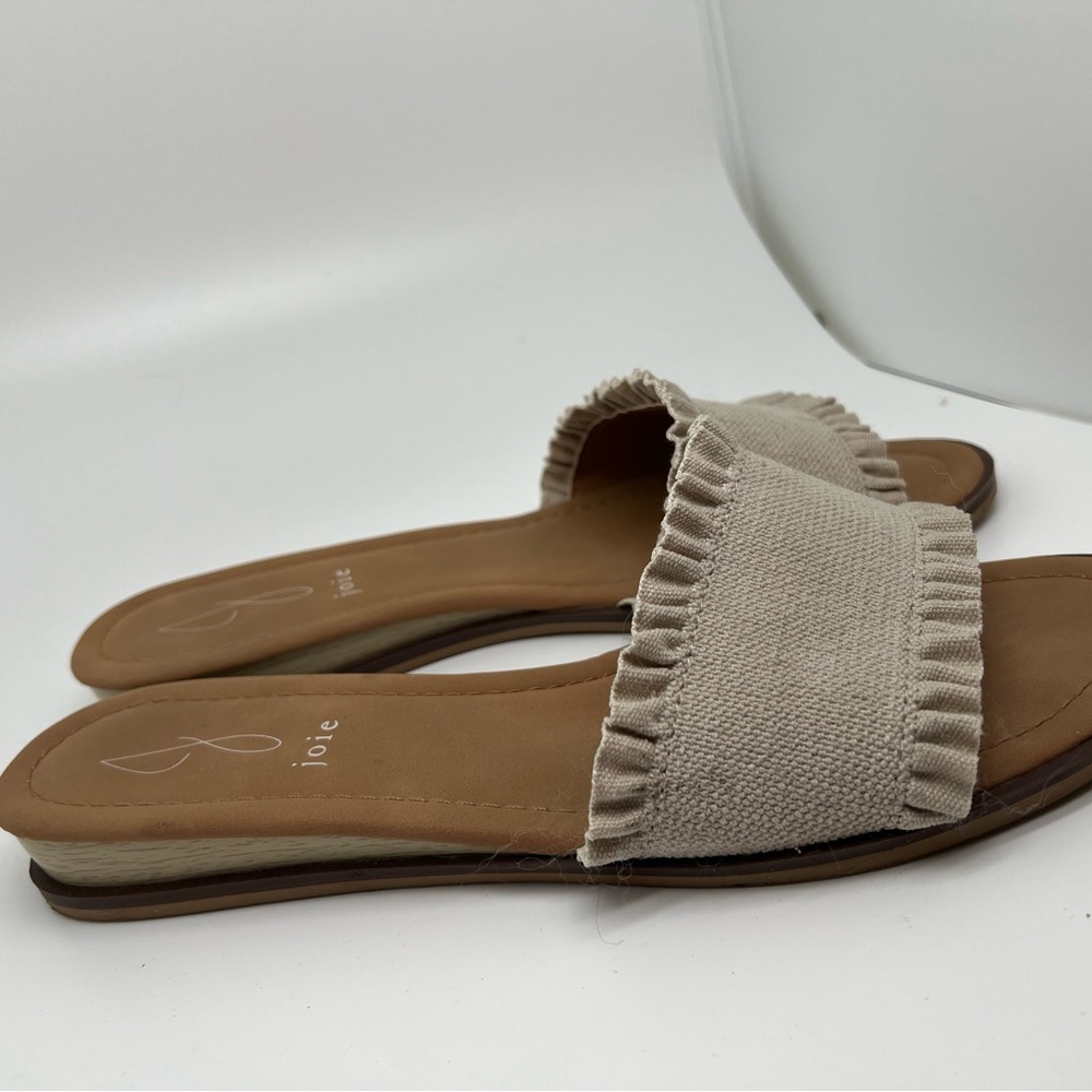 Joie Beige Ruffle Slide Sandals - Picture 3 of 4